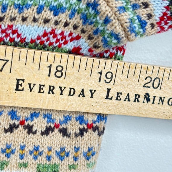 J Crew Fair Isle Wool Sweater Women XS Christmas Tan Rainbow Neutral Holiday - Picture 9 of 11